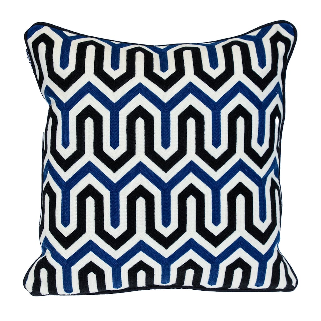 Bold Geometric Square Cotton Throw Pillow - 20" - Blue and Black