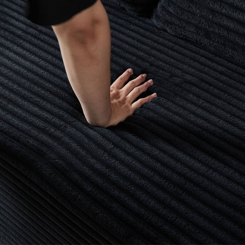 Modular Sectional Cloud Couch, Oversized Corduroy Fabric Deep Seat Sofa, Upholstered Sofa with Armrests & Cup Holders