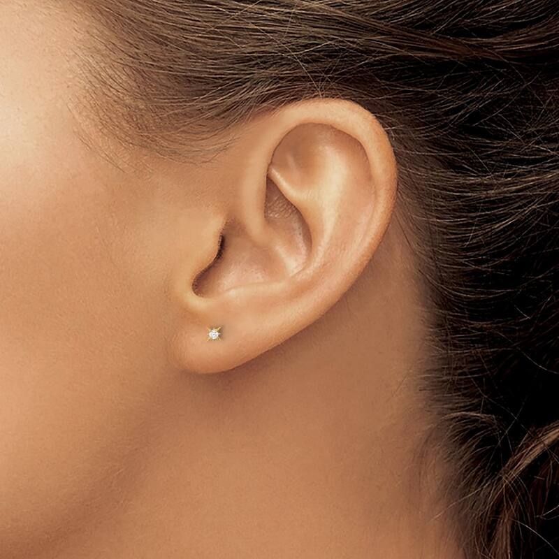 Curata 6.8mm 14k Madi K for boys or girls Cubic Zirconia 1 Stud Star and 1 Little Dipper Post Earrings