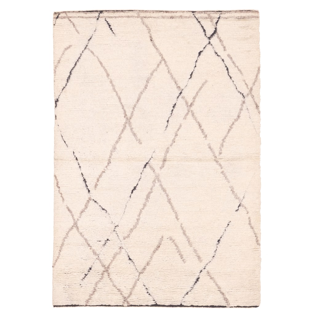 ECARPETGALLERY Hand-knotted Tangier Cream Wool Rug - 5'4 x 7'9