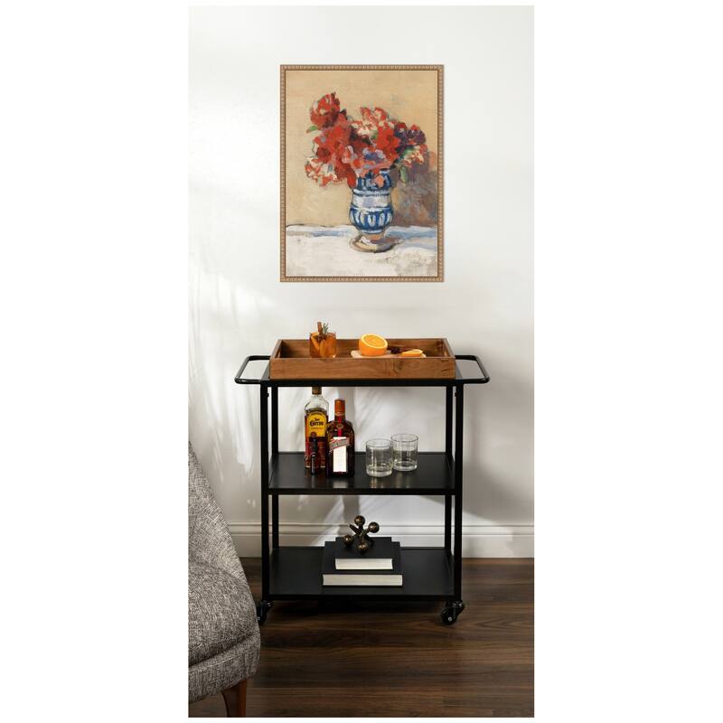 Kate and Laurel Flowers in a Blue Vase by Christopher Wood by Nostalgia Prints Framed Canvas Wall Art Print