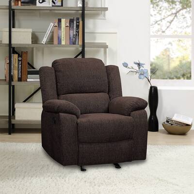 Brown Contemporary Style Chenille Glider Motion Recliner with Horizontal Tufted Design and Tight Back & Seat Cushion