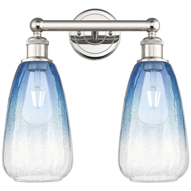 Innovations Lighting 616-2W-16-15 Brookhaven Almond Vanity Brookhaven - Polished Nickel / Sapphire Blue