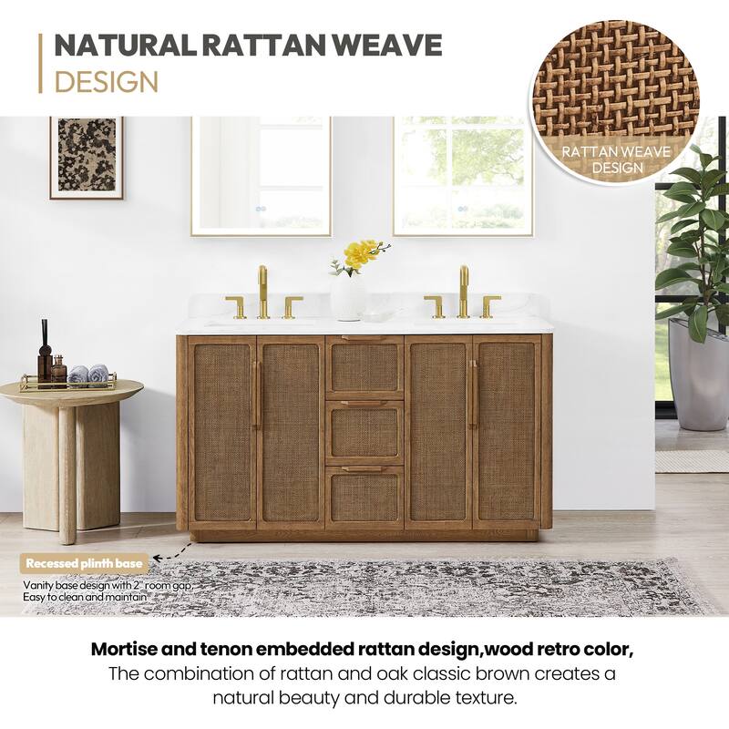 Busan Bath Vanity with White Quartz Stone Top without Mirror