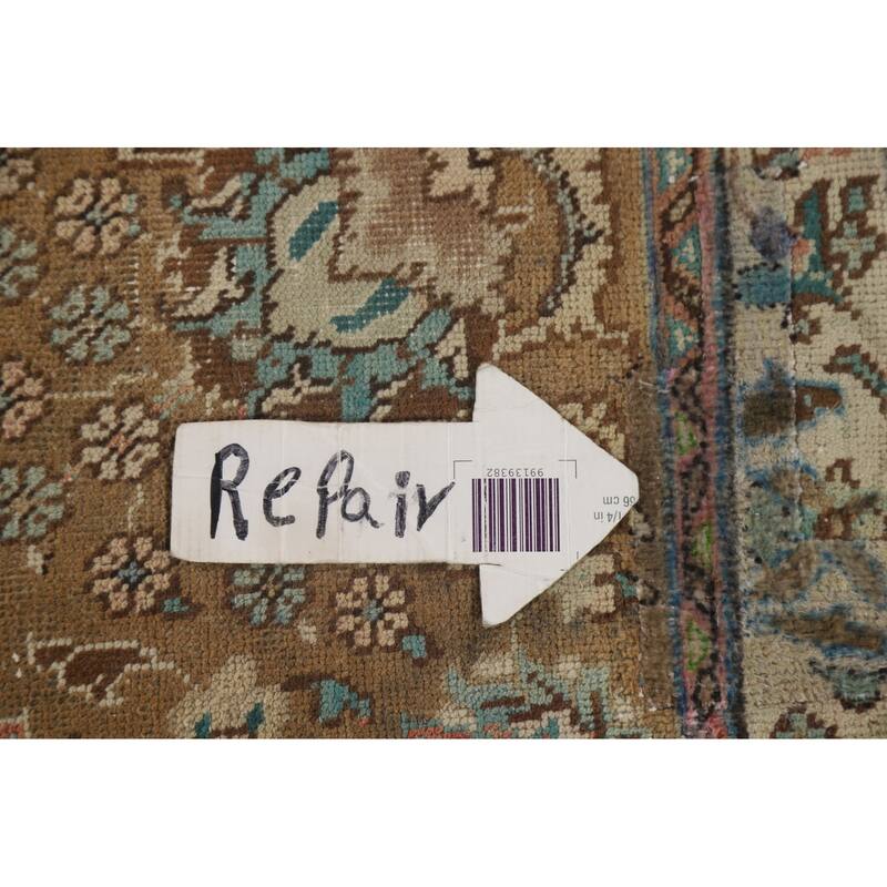 Hand Knotted Oriental 100% Wool Carpet Traditional Floral Pink Tabriz Area Rug - 12' 7'' X 9' 9''