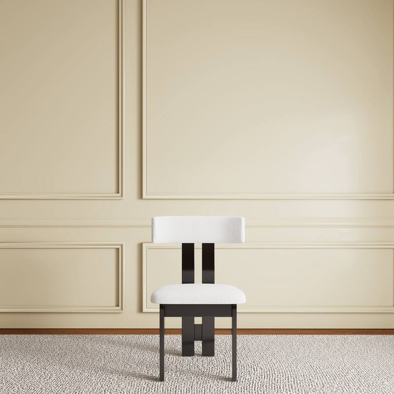 Set of 2 Modern Dining Chairs, Pure White Velvet Upholstery & Solid Wood Frame, Vertical Backrest Kitchen Chairs