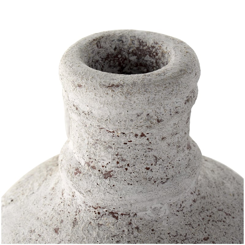 Ceramic Antique Style Textured Vase - Cream - Roche River Decor - 7"W x 7"L x 17"H