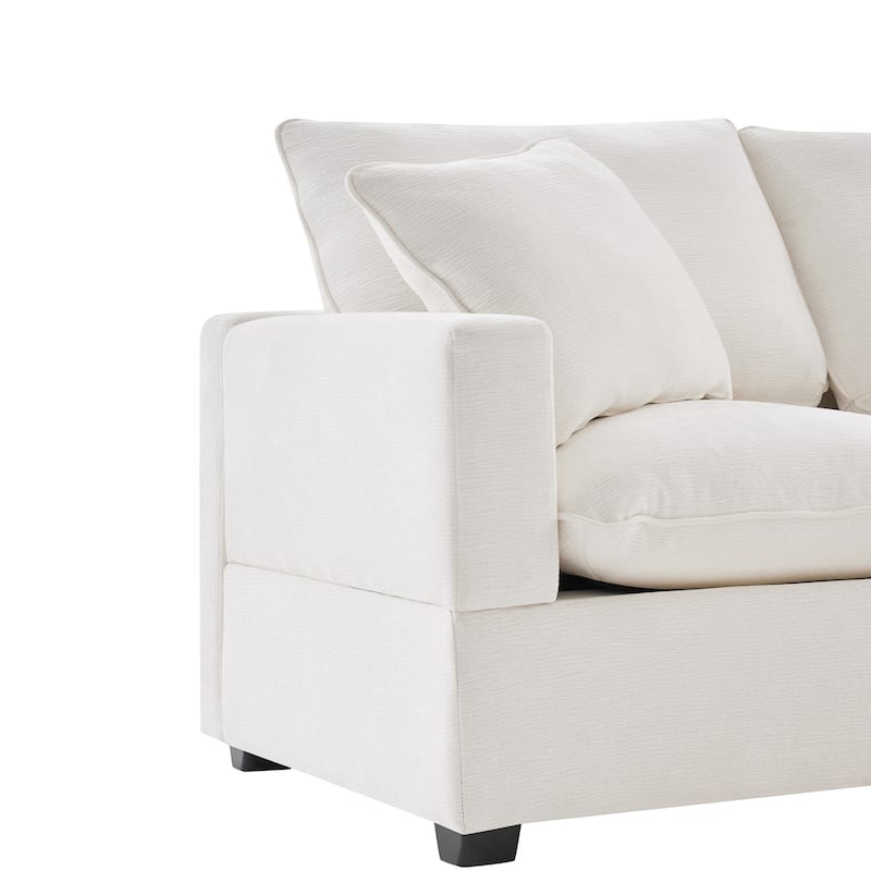 84" Modular Chenille 4-Seat Sofa with Removable Cushions