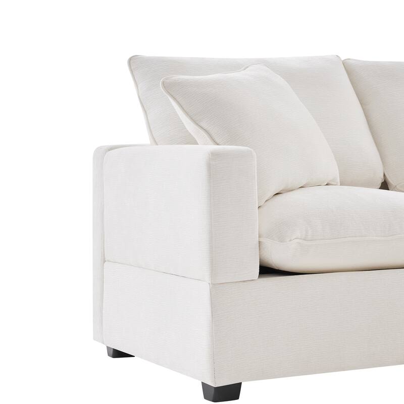 Modular Chenille Sofa - 4-Seat L-Shaped Sectional with Removable Cushions