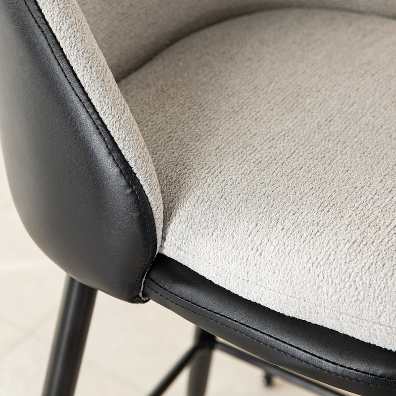 Glitzhome Modern Faux Leather Mixed Chenille Upholstered Swivel High Bar Stools