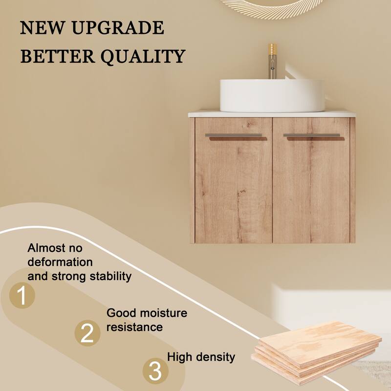 ARTCHIRLY 24"/30" Bathroom Vanity with Sink, Floating Bathroom Vanity with 2 Soft Close Doors