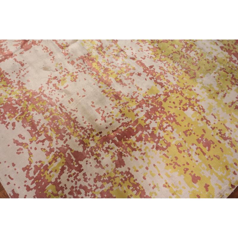 Contemporary Abstract Indian Square Rug Handmade Wool Carpet - 8'0" x 8'1"