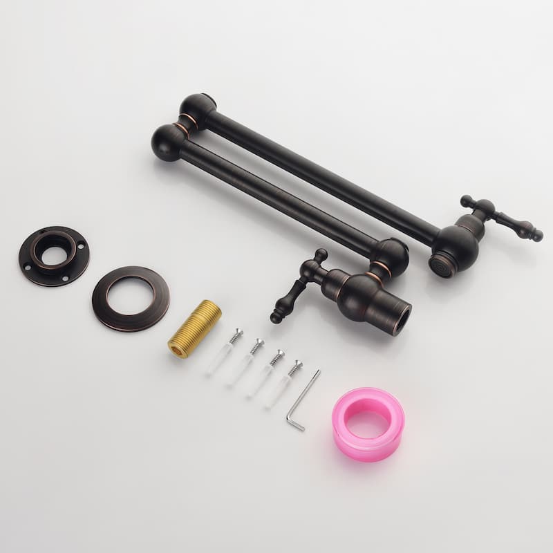 2-Handle Wall Mounted 180°horizontal rotation Pot Filler in Oil Rubbed Bronze