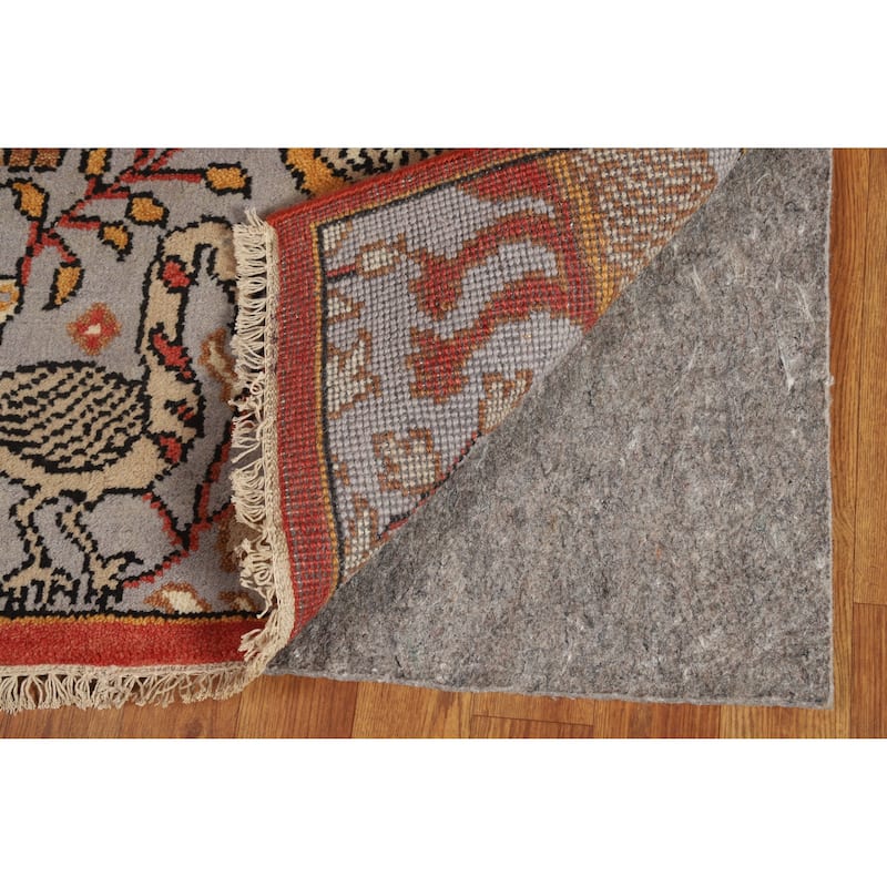 Hand Knotted Oriental 100% Wool Carpet Traditional All-Over Greys & Charcoal Ziegler Runner Rug - 7' 11'' X 2' 5''