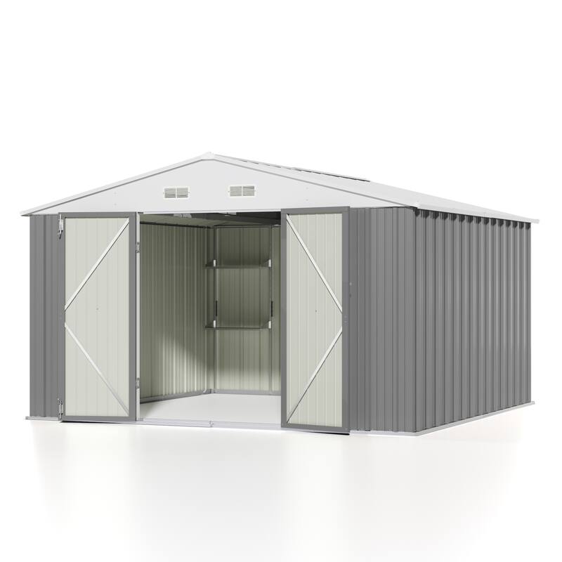 Patiowell 10 Ft. x 8 Ft. / 10 Ft. Metal Outdoor Storage Shed with Goods