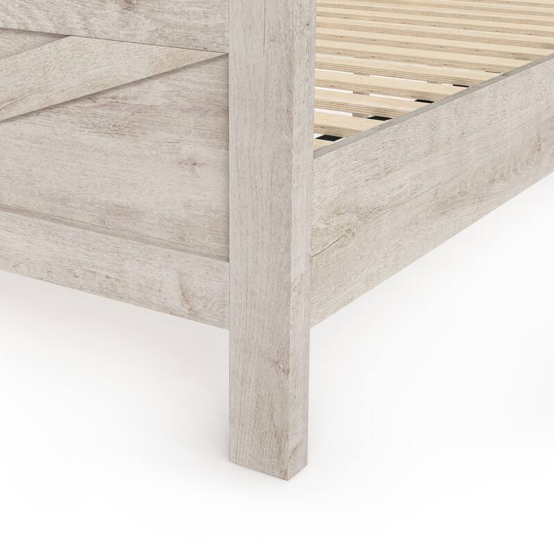 King/Queen Size Wood Platform Bed Frame With Headboard, Solid Wood Platform Bed, No Box Spring Needed, Easy Assembly