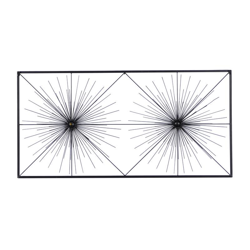 Metal Starburst Sea Urchin Home Wall Decor with Black Frame - Black - Roche River Decor
