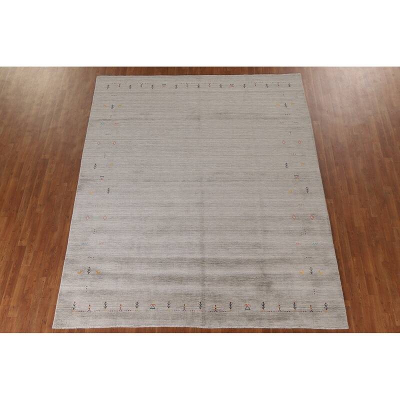 Gabbeh Oriental Area Rug Hand-Knotted Wool Carpet - 8'0"x 9'8"