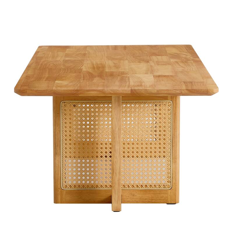 Chinese style log wind Imitation rattan tea table rectangular solid wood coffee table