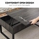 preview thumbnail 14 of 14, Wood Lift Top Coffee Table with Hidden Storage Compartment, Side Drawer and Metal Frame, Lift Tabletop Dining Table for Home,