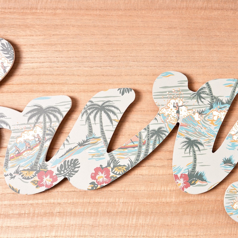 Kona Coast by Reyn Spooner Framed Floral Typographic Surf Wall Art - 24" x 12"