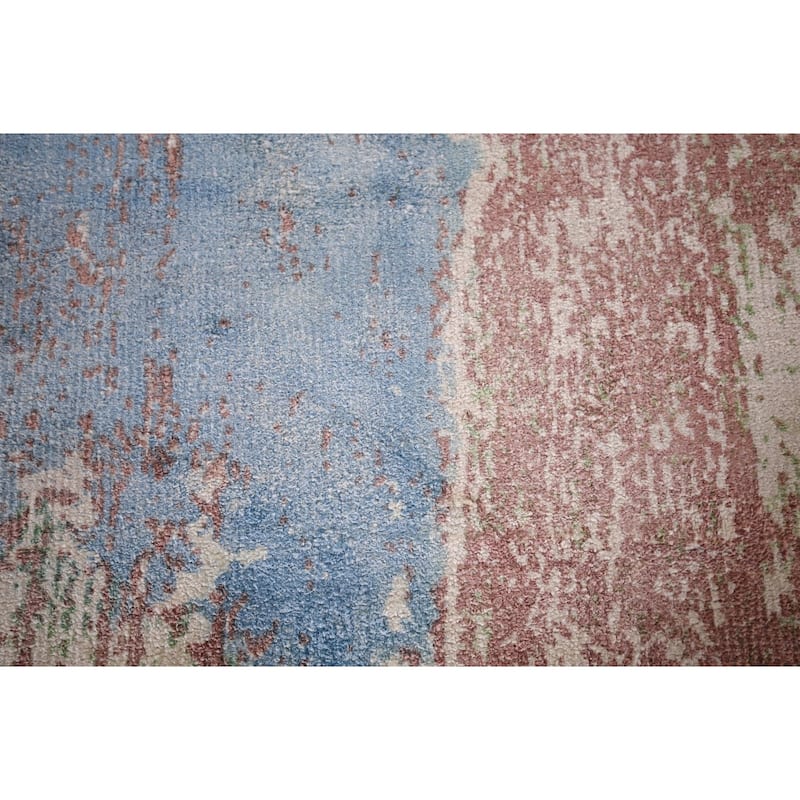All-Over Abstract Indian Runner Rug Hand-Knotted Wool Carpet - 2'8"x 10'0"