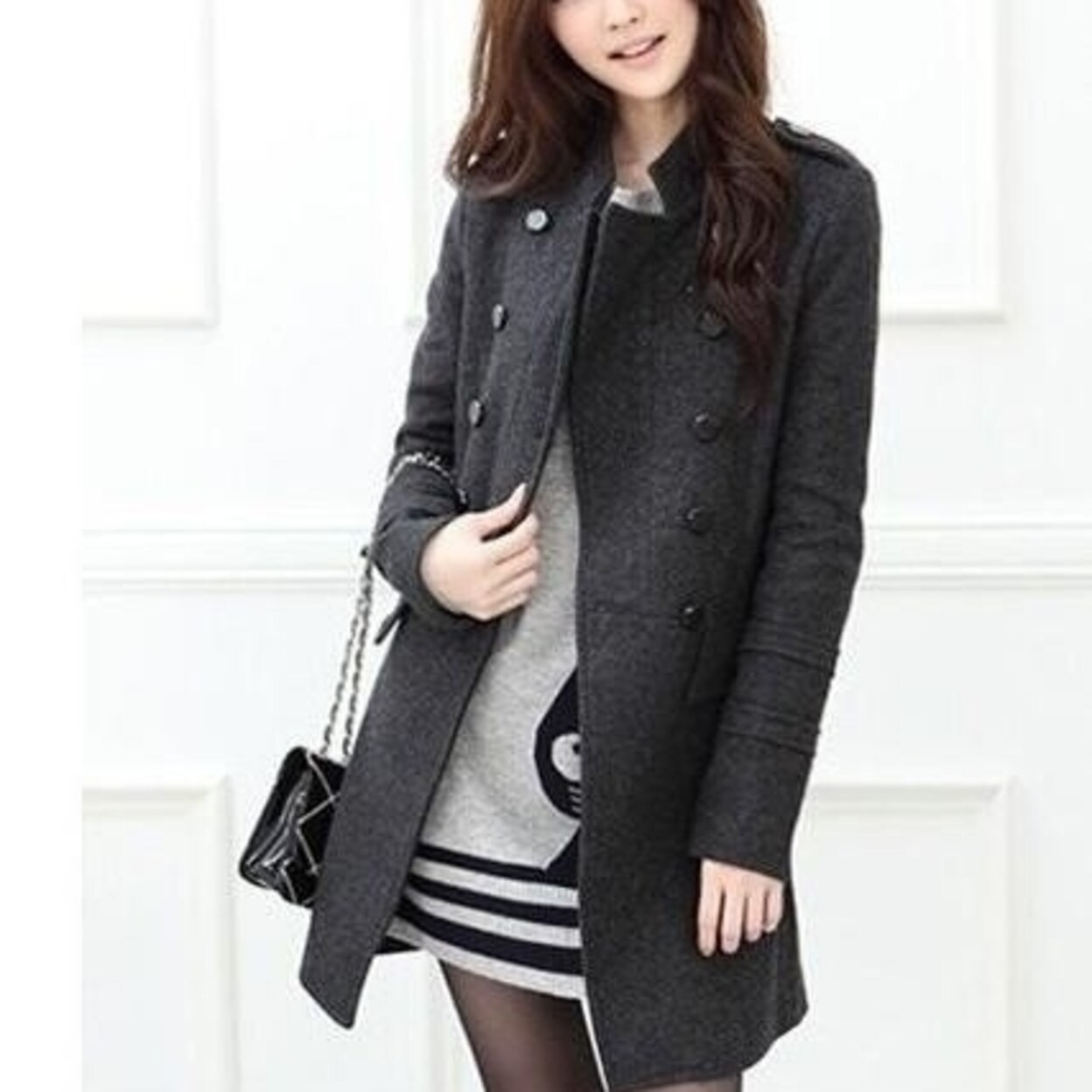 Shop Women S Windbreaker Long Woolen Jacket Winter Coat Slim