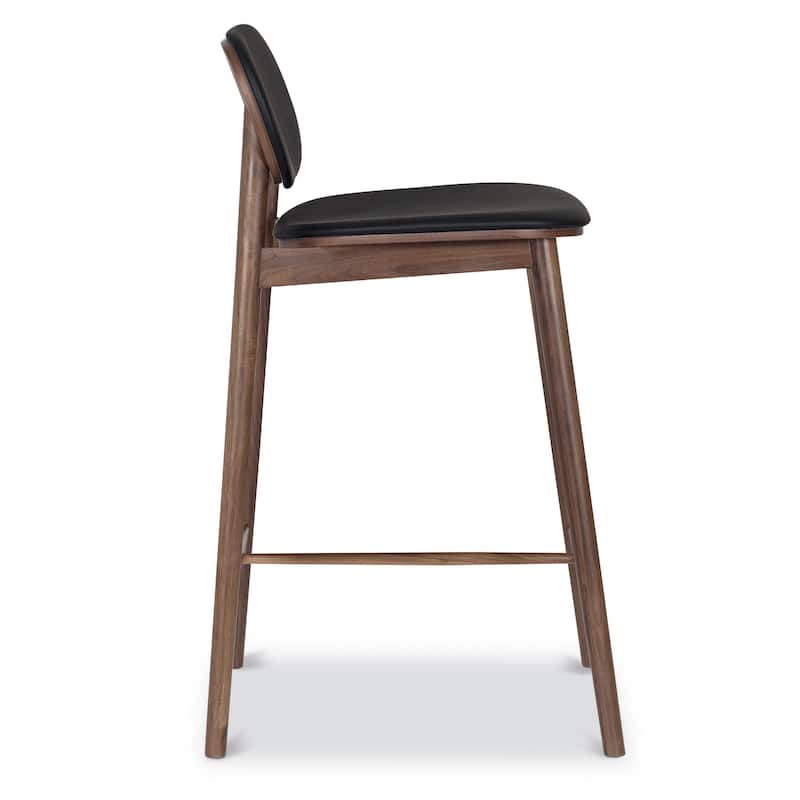 Poly and Bark Bonato Leather Counter Stool - Solid Wood Frame