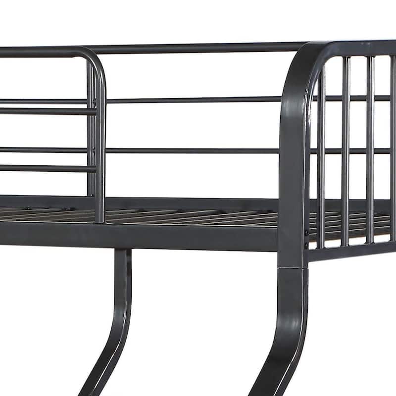 Twin XL over Queen Metal Bunk Bed with Built-in Ladder and 22-Slat Support System