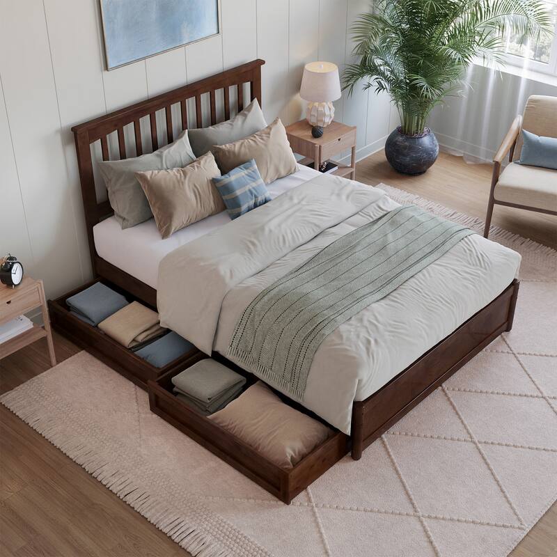 Everett Platform Bed with Panel Footboard and Storage Drawers