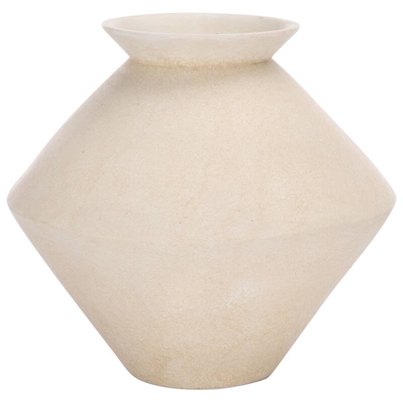 SAFAVIEH Home Nico 11.8-inch Cream Ceramic Asymetrical Rustic Finish Vase