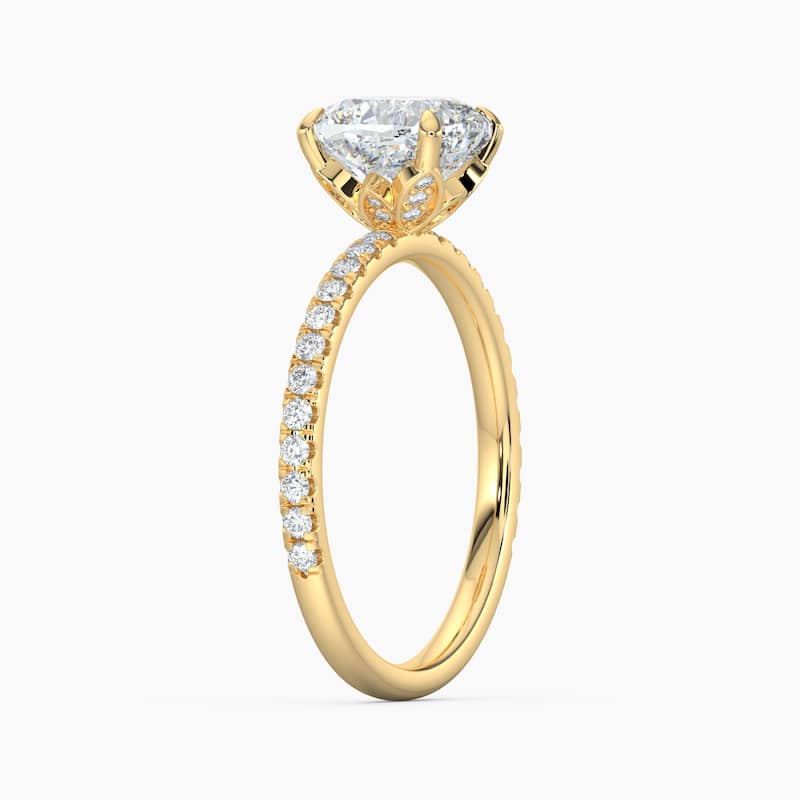Auriya 14k Gold Cushion Lab Grown Floral Petal Diamond Accent Engagement Ring 1.00 to 5.00 ct. tw. (F-G, VS)