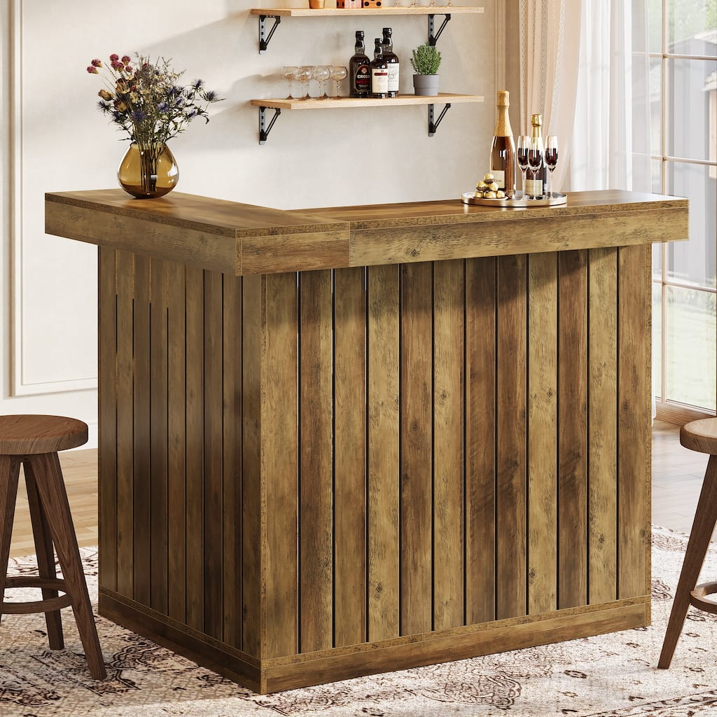 L-Shaped Home Bar Unit, 4-Tier Corner Liquor Bar Table