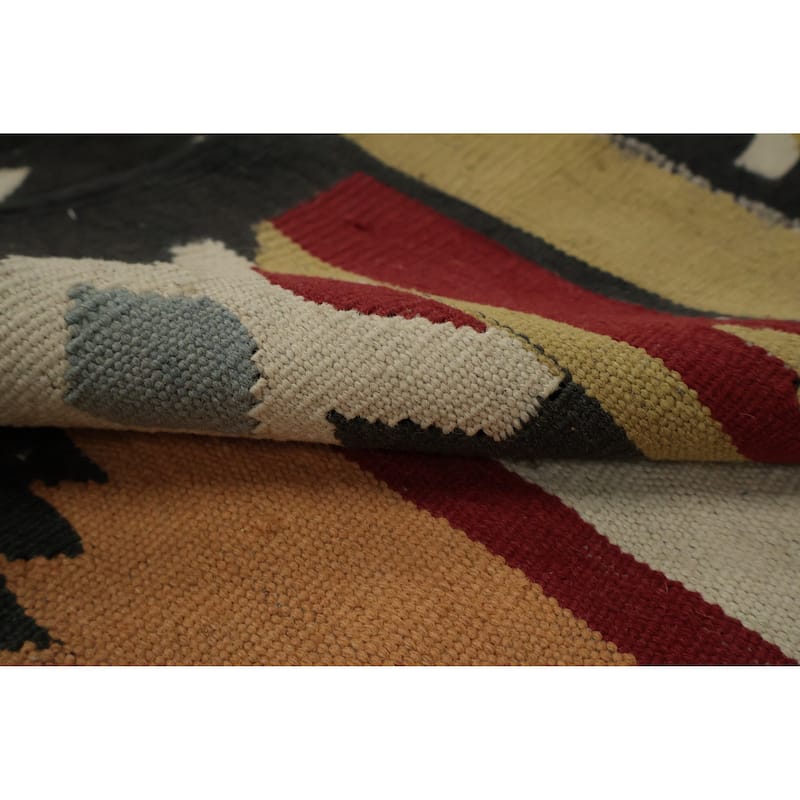 Hand Woven Oriental 100% Wool Carpet Southwestern Modern Multi-Colored Kilim Area Rug - 14' 2'' X 9' 8''