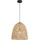 preview thumbnail 1 of 9, Vaxcel Lighting P0404 Nassau 14" Wide Pendant with Woven Rope Shade Matte Black