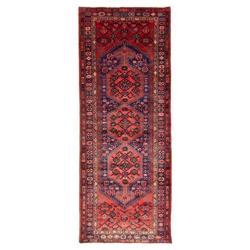 ECARPETGALLERY Hand-knotted Andelz Red Wool Rug - 3'6 x 10'1 - Red - 3'6 x 10'1