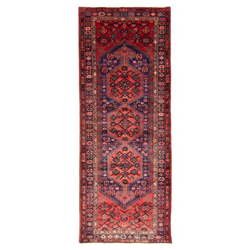 ECARPETGALLERY Hand-knotted Andelz Red Wool Rug - 3'6 x 10'1