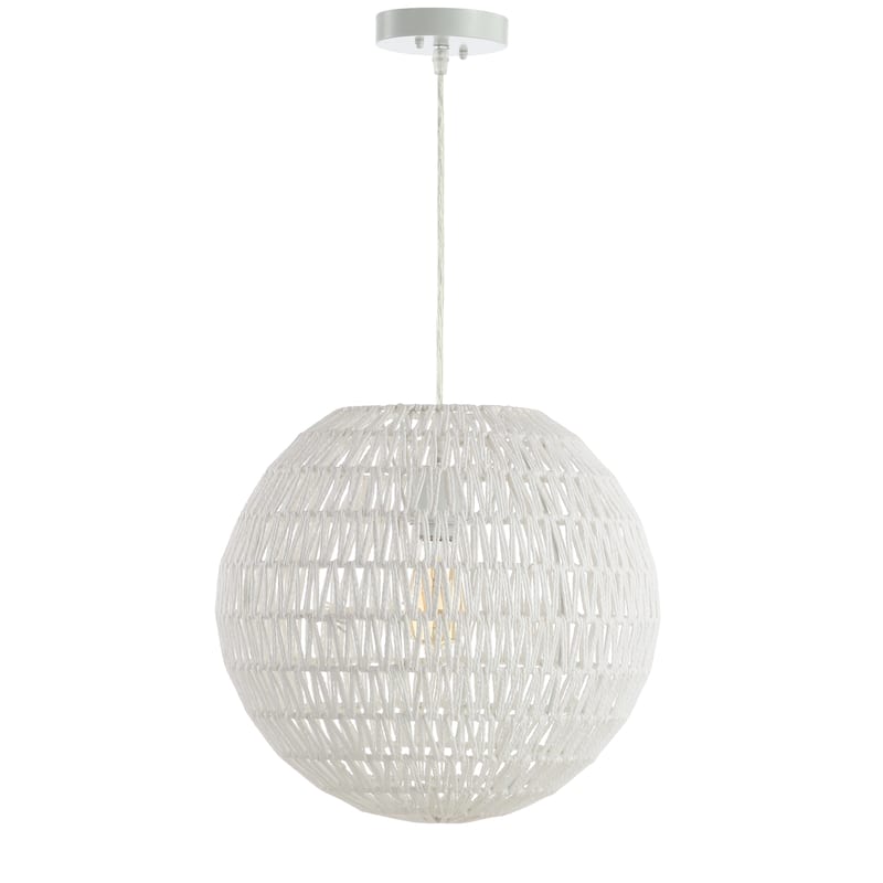 Campana 1-Light Bohemian Modern Woven Rattan/Iron LED Pendant, by JONATHAN Y