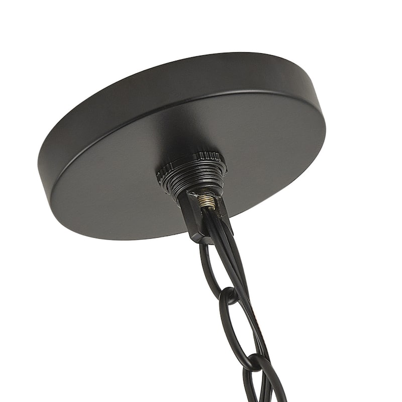 Matte Black Farmhouse Candle Chandelier with Wood Beads Design
