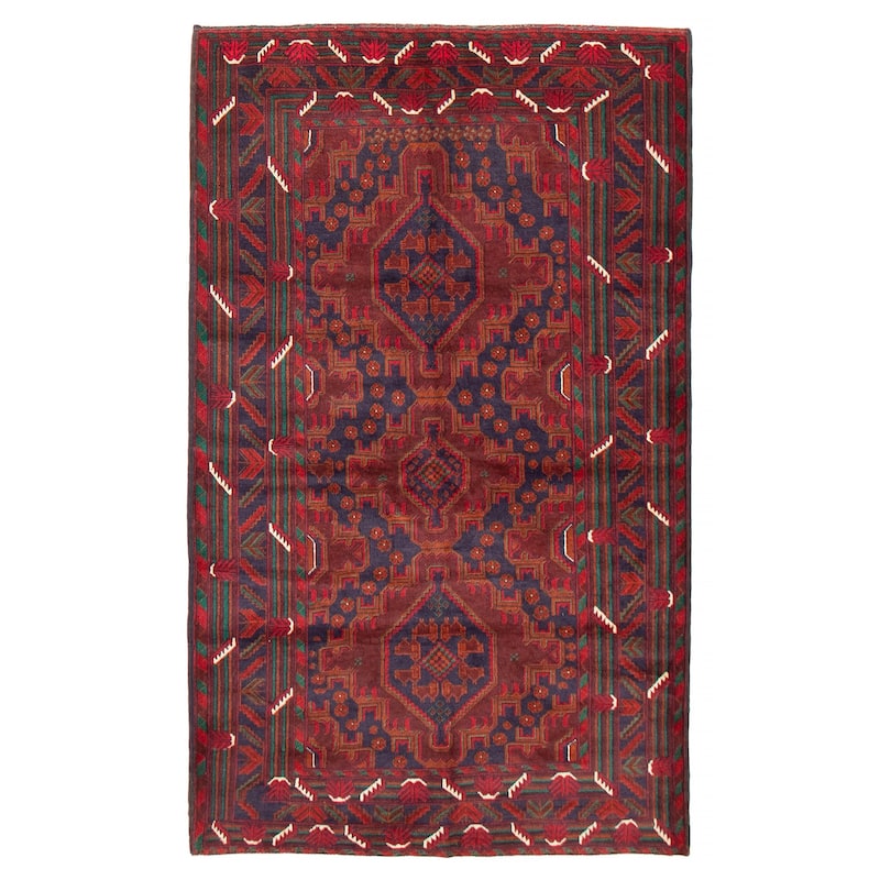 Teimani Red Rug 3'10" x 6'7" - 3'10 x 6'7 - Dark Red - 3'10 x 6'7