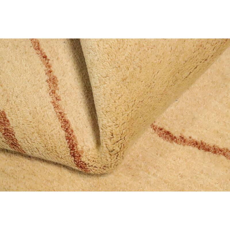 Hand Knotted Oriental 100% Wool Carpet Modern Modern Beige & Ivories Gabbeh Area Rug - 5' 11'' X 4' 0''