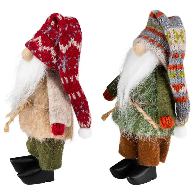 Standing Nordic Gnomes Christmas Decorations - 4.75" - Set of 2