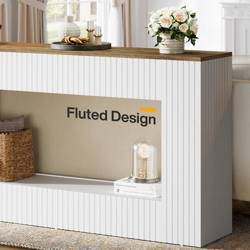 Modern Console Table, 55-Inch Wood Entryway Table with Storage