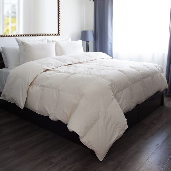 Weatherproof Vintage White Natural Organic Cotton Down-Alternative King Comforter, Beige