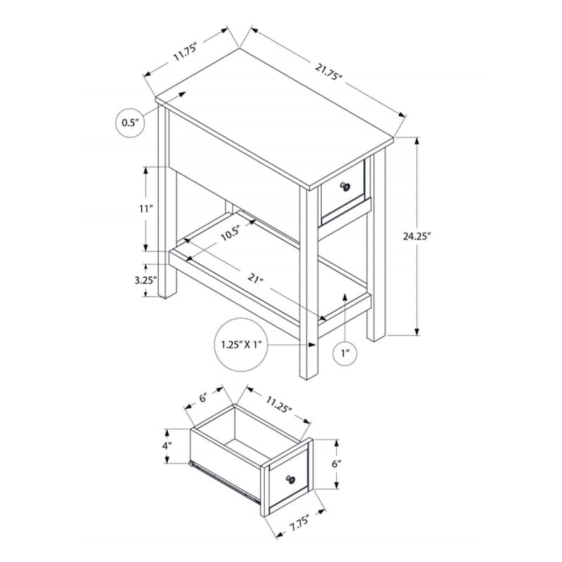 Solid Wood Veneer End Table with Storage