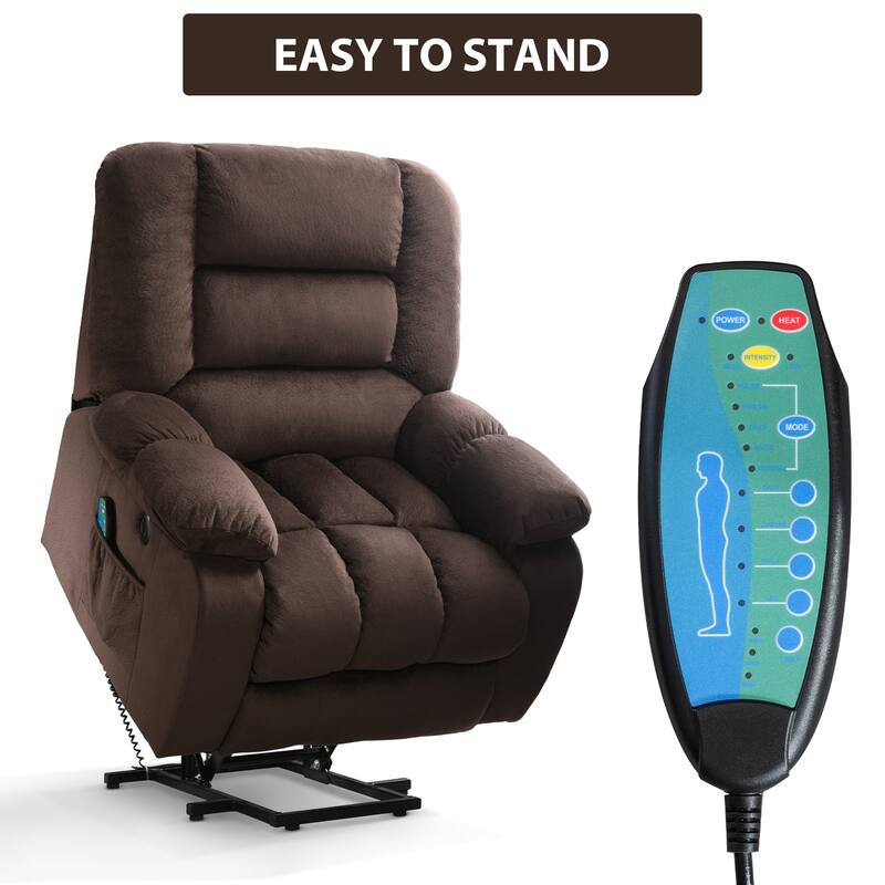 Big Power Lift Massage Recliner Chair for Elderly with Heated Vibration and USB Ports