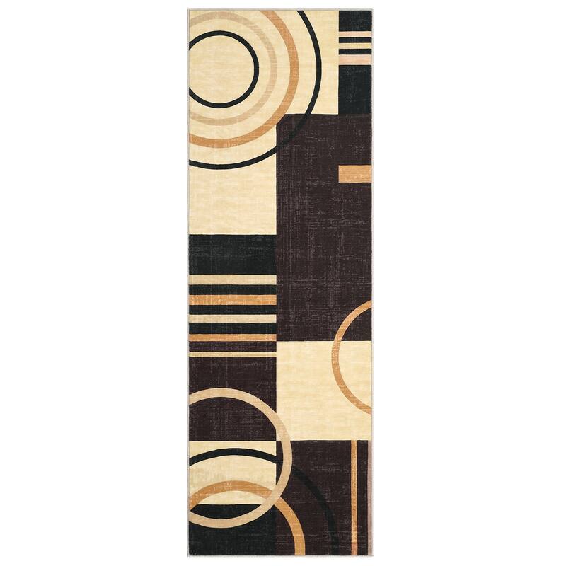 Washable Rugs for Living Room Bedroom Circles Pattern Rug Modern Geometric Area Rug