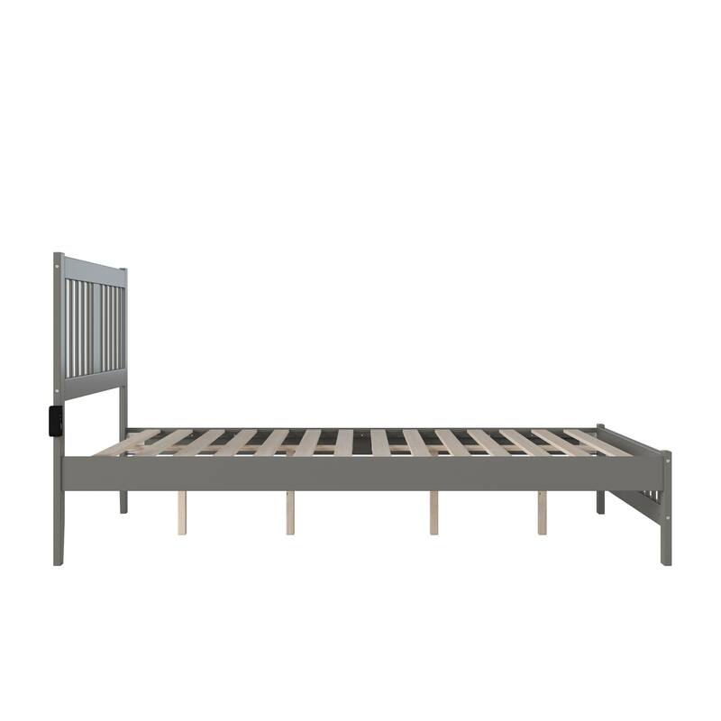 Elegant Bed with Footboard - Grey Bedroom Furniture - Solid Wood Frame - Slat Support System