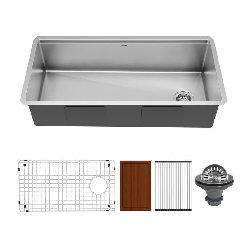 Karran Elite WS-39-PK1 Undermount 39" Single Bowl Stainless Steel Workstation Kitchen Sink