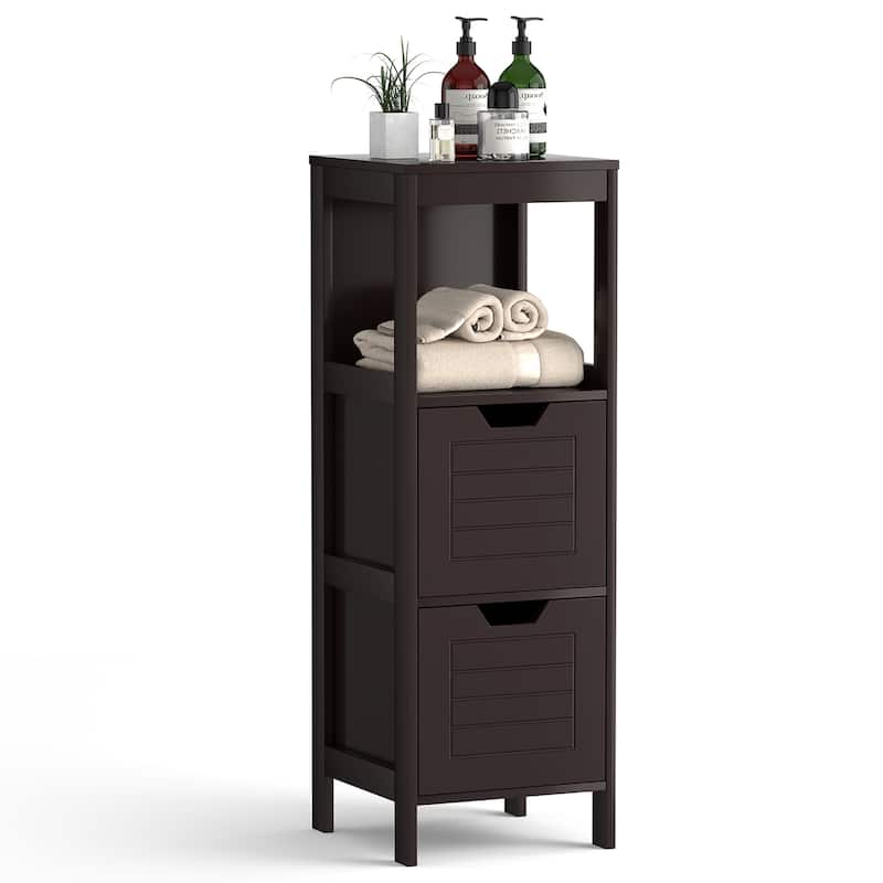 Costway Bathroom Wooden Floor Cabinet Multifunction Storage Rack Stand